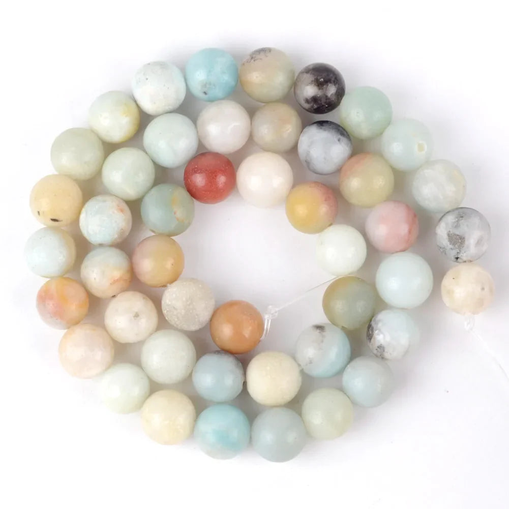 Natural Round Mixed Gemstone Beads — Tiger Eye, Amazonite, Lava, Turquoise, Agate, Jasper & Garnet Spacer Beads for DIY Bracelet