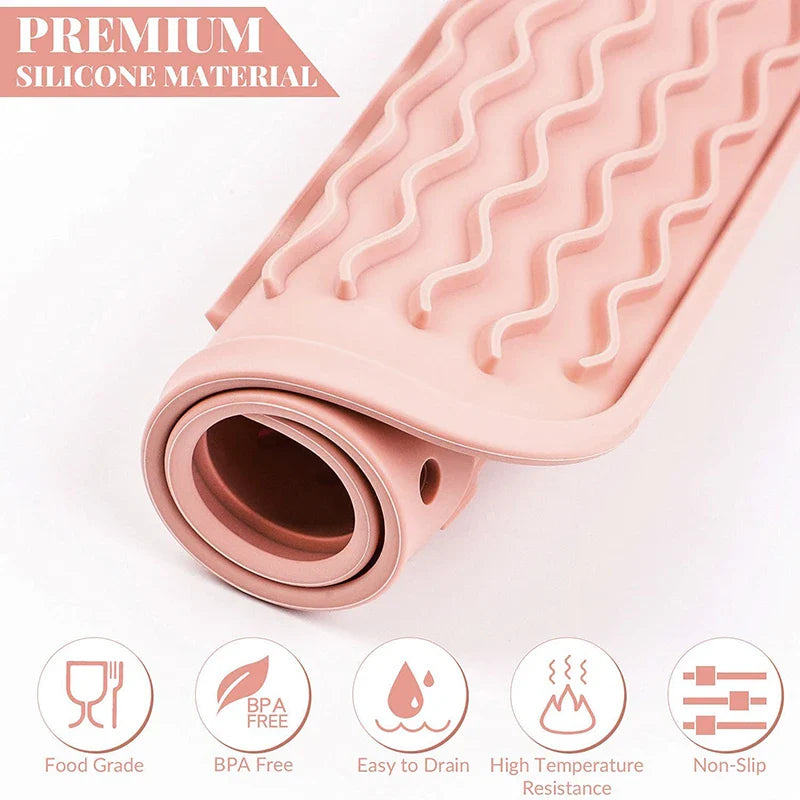 Silicone Dish Drying Mat 40x30cm | Large Countertop & Sink Draining Mat, Heat-Resistant Trivet