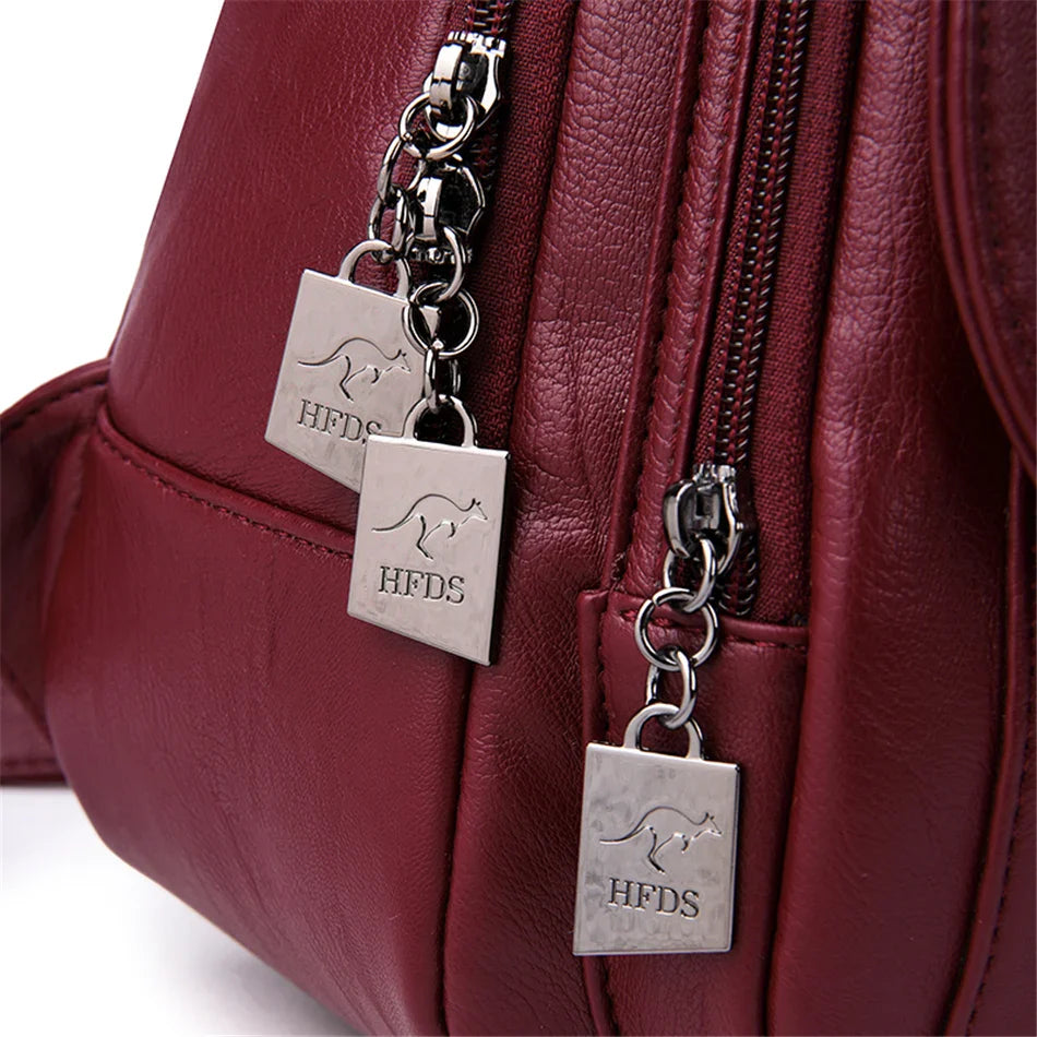 Multifunctional Women's Leather Backpack - Casual Style for Teen Girls, School and Travel Bagpack, Ladies' Chest Bag Sac