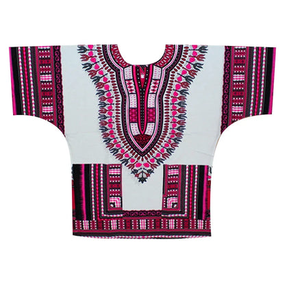 African Dashiki Cotton T-Shirt - Traditional Printed Unisex Fashion Top with Vibrant Ethnic Style Design