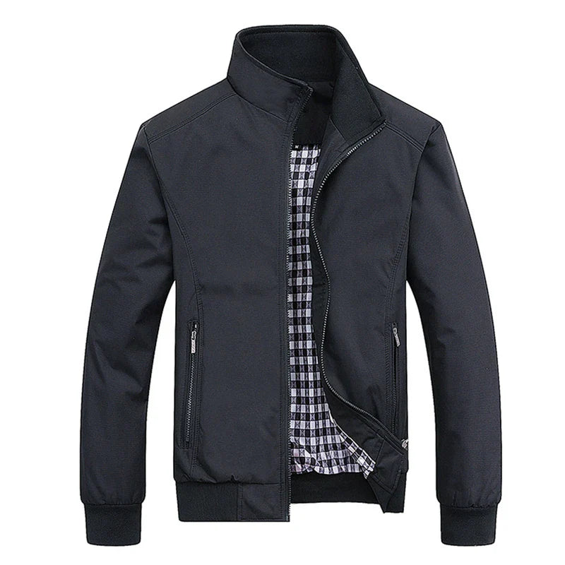 2025 Spring Autumn Men's Bomber Jacket – Casual Solid Slim Fit, Baseball Style, M-6XL & 8XL Sizes