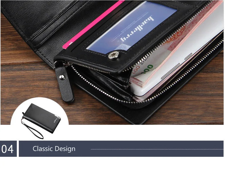 Baellerry Men’s Long Wallet – Large Capacity Zipper Clutch with Card Holder & Coin Pocket, Luxury Handbag Purse