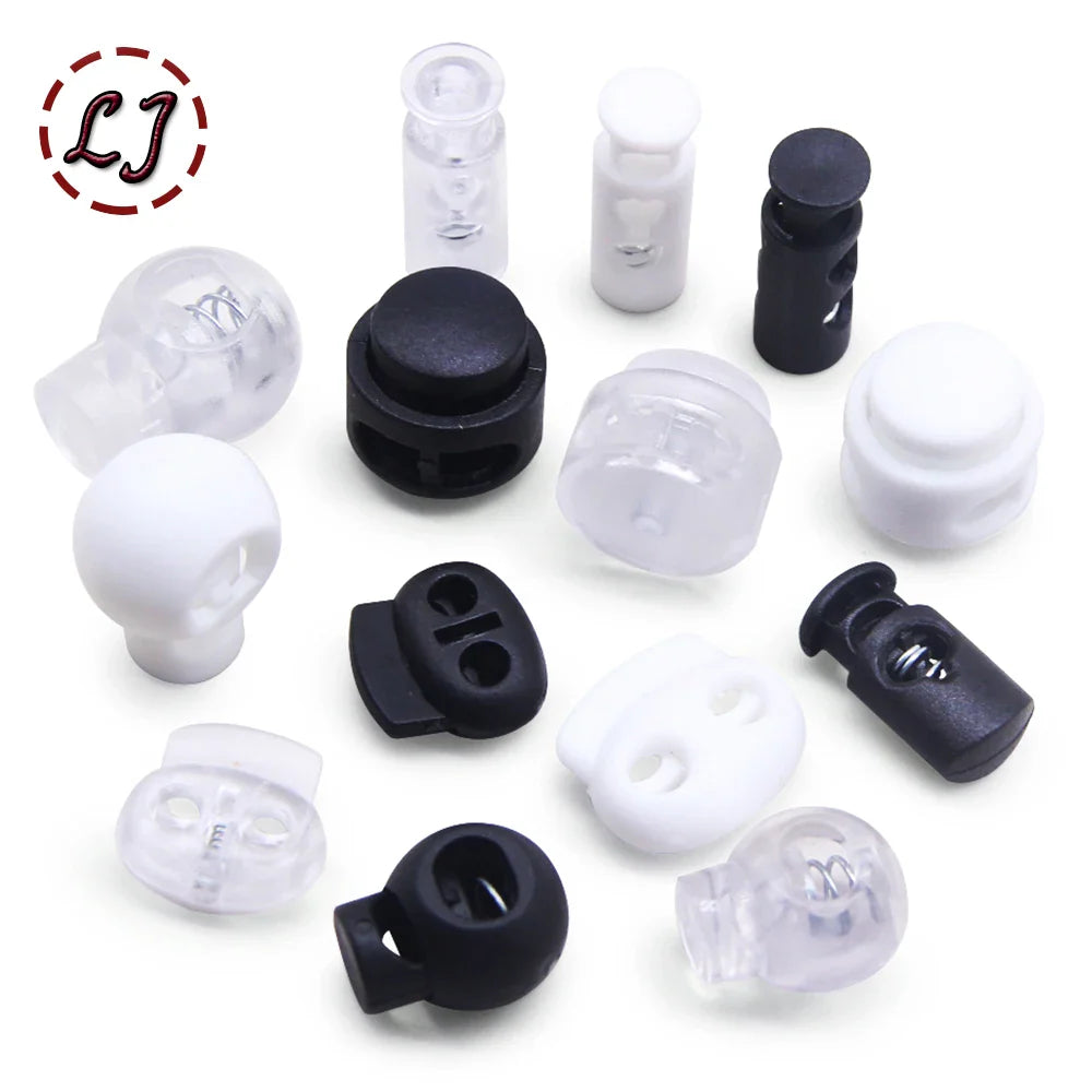 10pcs Plastic Cord Lock Stopper – Black Frost Toggle Clips for Shoelaces, Sportswear & DIY Bag Accessories