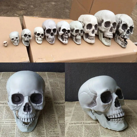 Plastic Skull Head Figurine — Scary Skeleton Decorative Statue for Halloween, Bar, Party & Home Decor