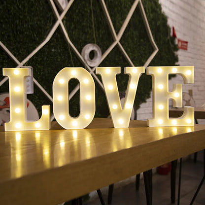 Alphabet & Number LED Lamp Night Light – Warm Battery-Powered Luminous Letter Light for Home, Wedding, Birthday & Party Decoration