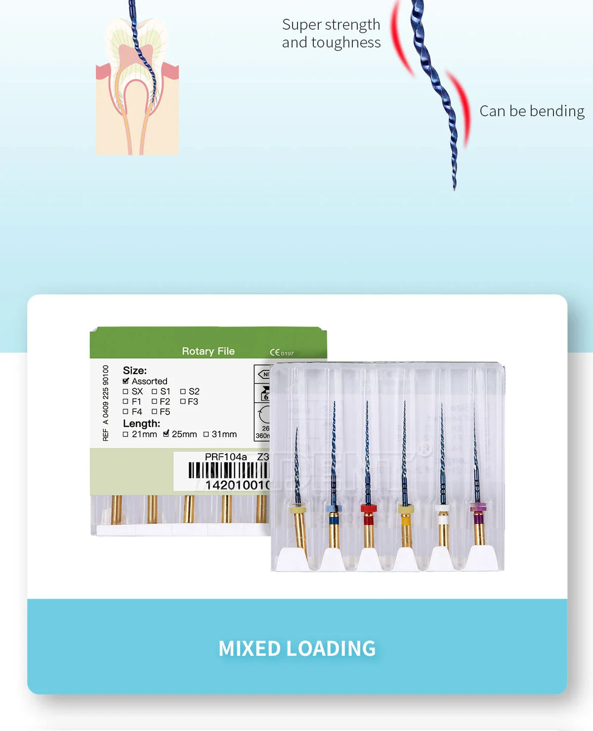 Azdent 6pcs/Pack 25mm SX Dental Files Root Canal Use Rotary Heat Activated  Endodontic Files Rotating File Dentistry Instruments