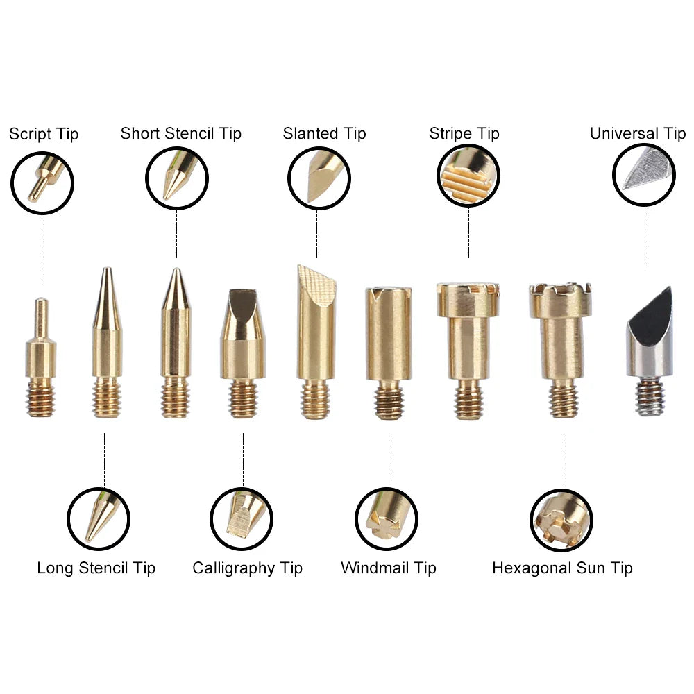 ESI-118 Wood Engraving Pyrography Tool – 220V 30W Wood Burning Pen Set with Soldering & Carving Tips