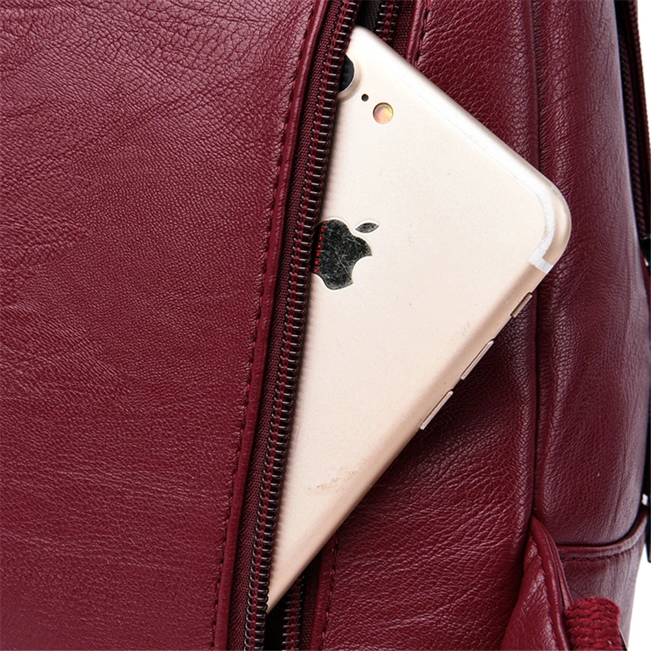 Multifunctional Women's Leather Backpack - Casual Style for Teen Girls, School and Travel Bagpack, Ladies' Chest Bag Sac
