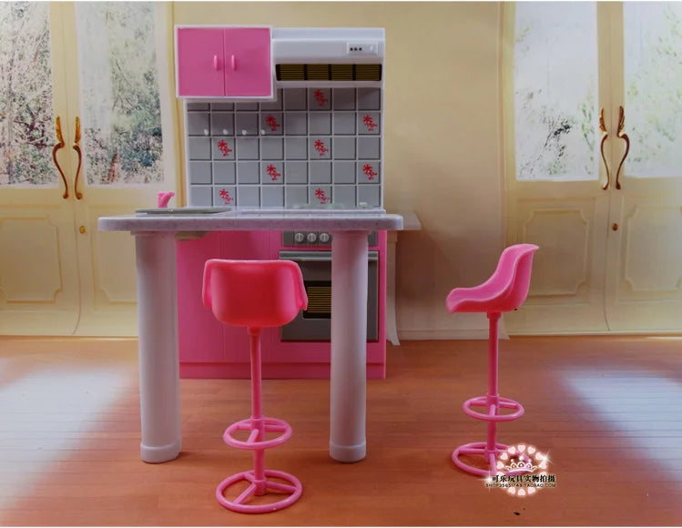 Barbie Doll Furniture Set – Miniature Playhouse Accessories for Fashion Dolls