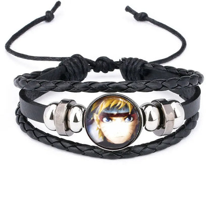Anime Sharingan Eye Leather Bracelet – Vintage Goth Fashion Bangle for Men Fans Jewelry Gift
