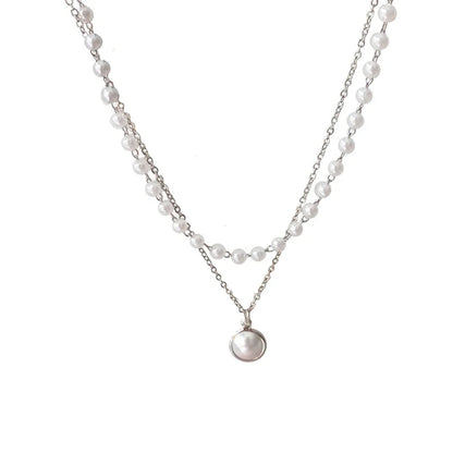 SUMENG 2024 Kpop Pearl Choker Necklace – Double Layer Pendant Jewelry Gift for Women