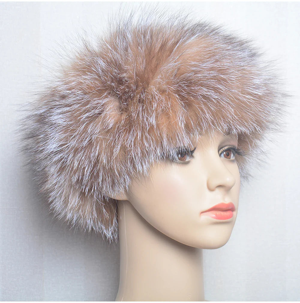 2025 Real Fox Fur Scarf and Headband – Luxury Winter Neck Warmer for Women, 100% Natural Fur, Elastic Ring Muffler