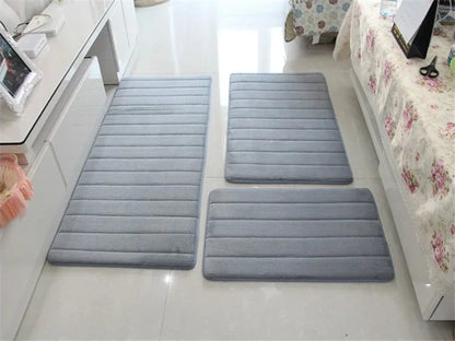 Water Absorption Anti-Slip Bath Mat Set - Bathroom, Toilet, Living Room, Bedroom Floor Carpet (1PC/3PC)