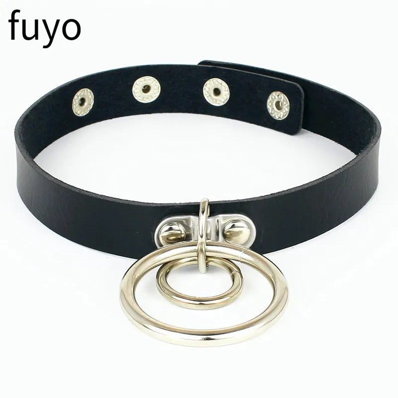 Black Cross Gothic Punk PU Leather Choker – Rock Necklace Jewelry for Women and Men