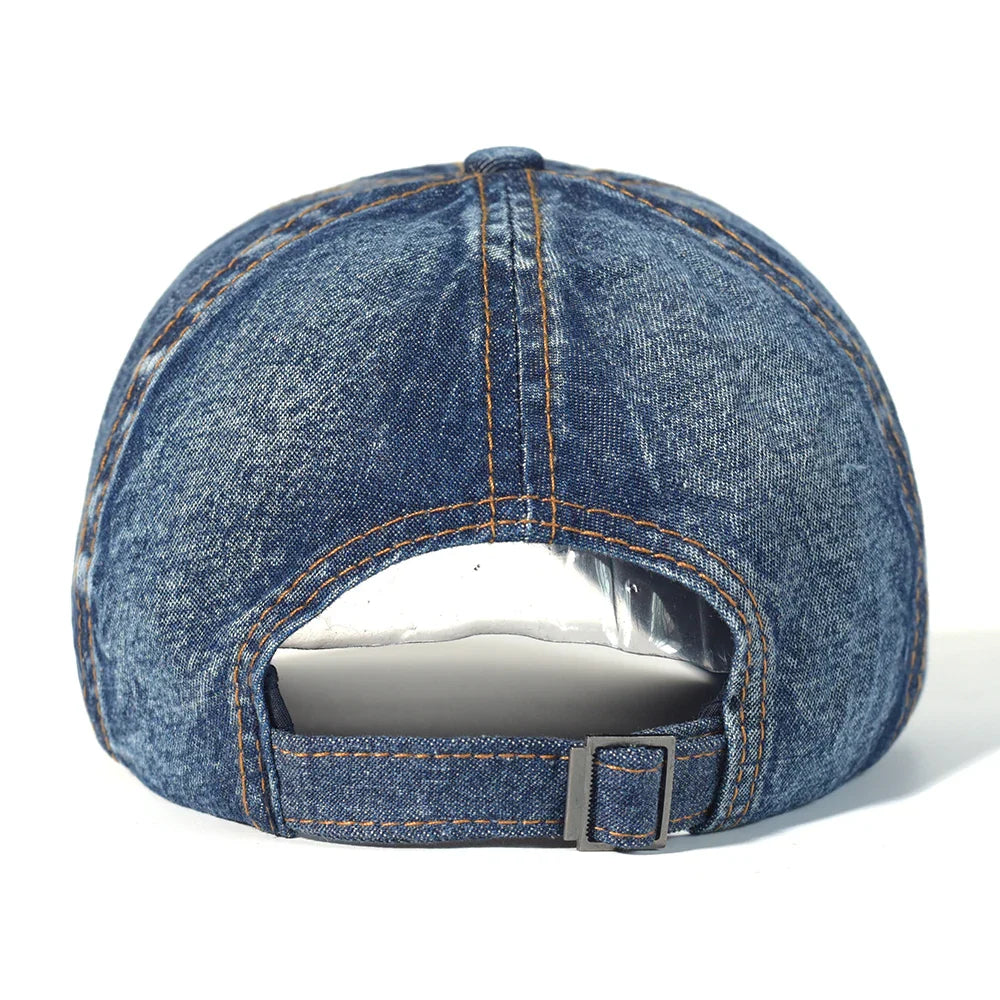Vintage Washed Cotton Baseball Cap – Adjustable Denim Dad Hat for Men & Women, Low Profile Trucker Style