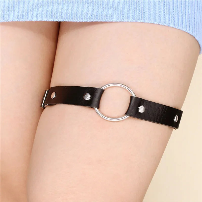 2022 Women's Sexy Elastic Harness Heart Leg Chain Garter Belt – Cosplay Spike Thigh Ring, High-Quality Elastic