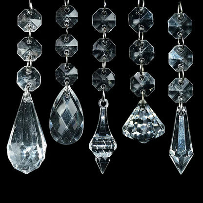 5PC Crystal Acrylic Bead Garland – Clear Chandelier Chain with Hooks for Wedding, Home DIY & Craft Decoration