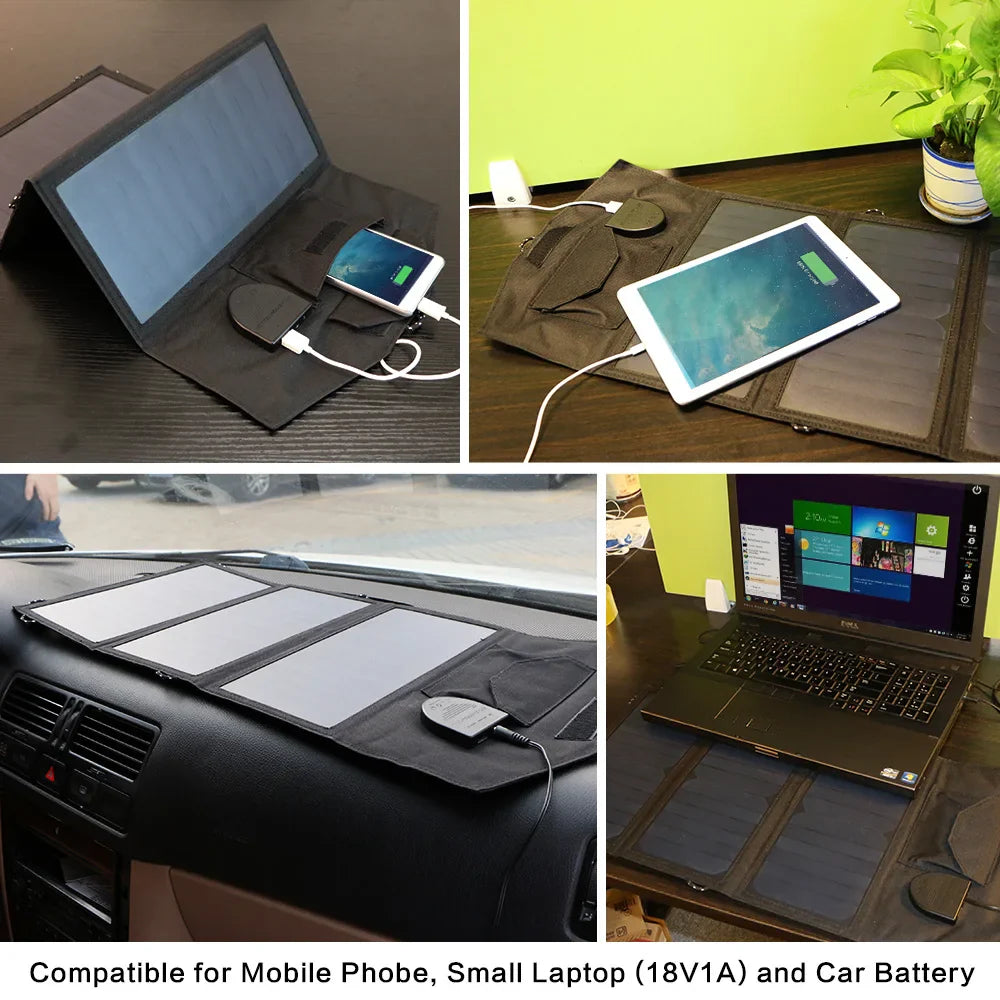 ALLPOWERS 21W Flexible Solar Panel - Foldable, High Efficiency 5V/18V Solar Battery Charger for iPhone & Travel