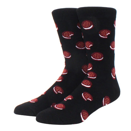 Men's Colorful Combed Cotton Jacquard Crew Socks - Striped Business Casual Dress Socks