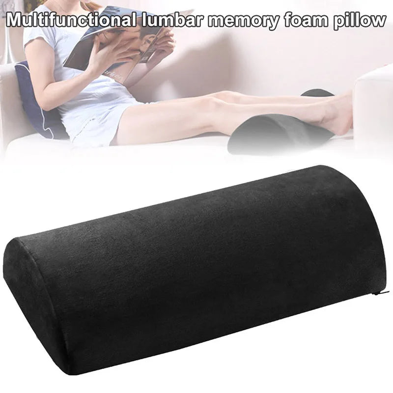 Half Moon Bolster Semi-Roll Pillow - Quality Memory Foam Filling for Ankle, Knee, Back, Lumbar, and Neck Pain Relief