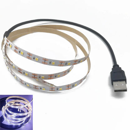 5M USB LED Strip Light – Waterproof 3528 SMD Ribbon in Warm/Cool White, Pink, Green, Blue, Red for Ceiling & Cabinet