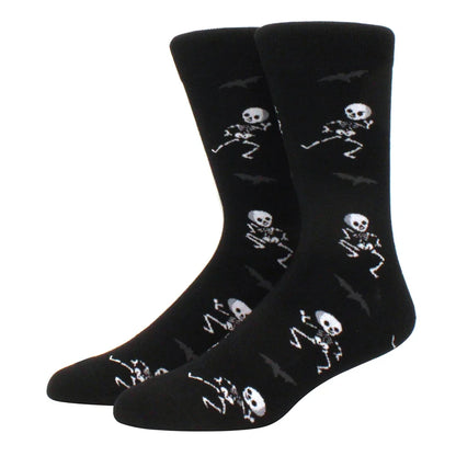 Men's Colorful Combed Cotton Jacquard Crew Socks - Striped Business Casual Dress Socks