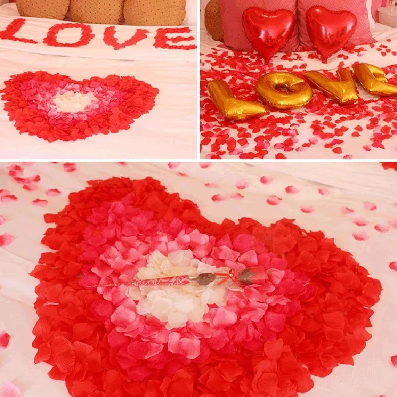 1000/3000PCS 5x5CM Silk Artificial Rose Petals for Wedding & Party Decorations – Fake Flower Engagement Celebration Supplies, Romantic Event Decor