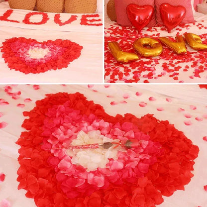1000/3000PCS 5x5CM Silk Artificial Rose Petals for Wedding & Party Decorations – Fake Flower Engagement Celebration Supplies, Romantic Event Decor