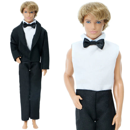 1/6 Men’s Doll Suit Set — Coat, Vest & Trousers for 12-Inch (30cm) Doll, Black Business, Tuxedo & Wedding Party Outfit