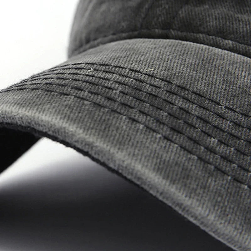 Baseball Snapback Cap – Pure Color Cowboy Hat, Water-Washed Hip Hop Fitted Cap for Men & Women, Spring & Autumn