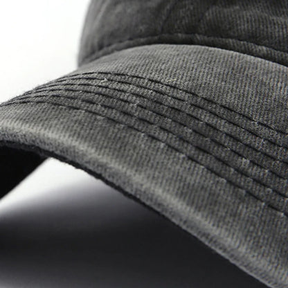 Baseball Snapback Cap – Pure Color Cowboy Hat, Water-Washed Hip Hop Fitted Cap for Men & Women, Spring & Autumn