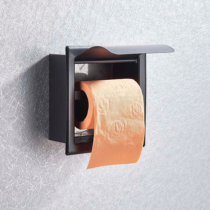 Onyzpily Bathroom Toilet Paper Holder | Chrome Finish Stainless Steel Tissue Box Holder, Wall Mounted, Black & Chrome