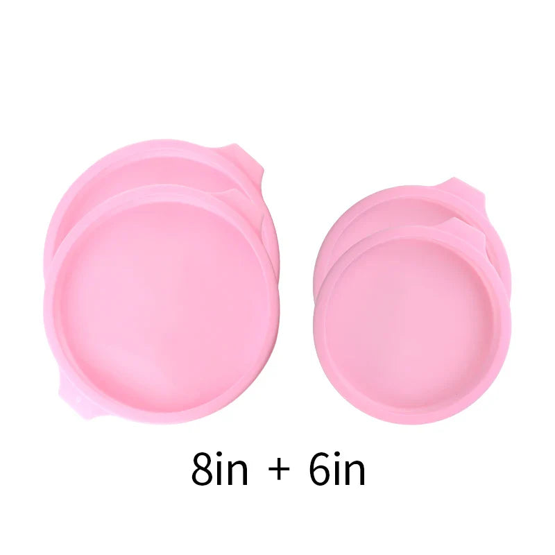 FAIS DU Silicone Cake Pan Set – 2-8pcs 4/6/8inch Round Molds for Rainbow Cake & Mousse Baking