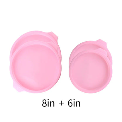 FAIS DU Silicone Cake Pan Set – 2-8pcs 4/6/8inch Round Molds for Rainbow Cake & Mousse Baking