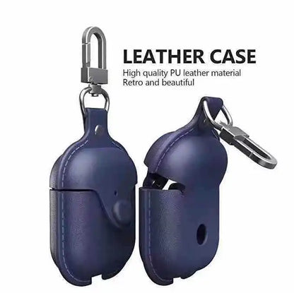 Luxury PU Leather Bluetooth Earphone Case – Protective Cover for Apple AirPods 1, 2, 3 with Charging Box & Hooks