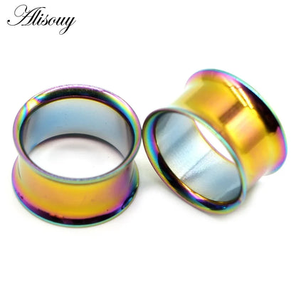 Alisouy Surgical Steel Ear Plug Kit - 2PCS No-Screw Fit Ear Gauges Tunnel Expanders for Body Piercing