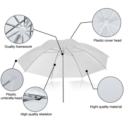 4-Pack 33"/83cm Soft White Translucent Umbrellas — Photo & Video Studio Lighting Diffusers for Photography Flash