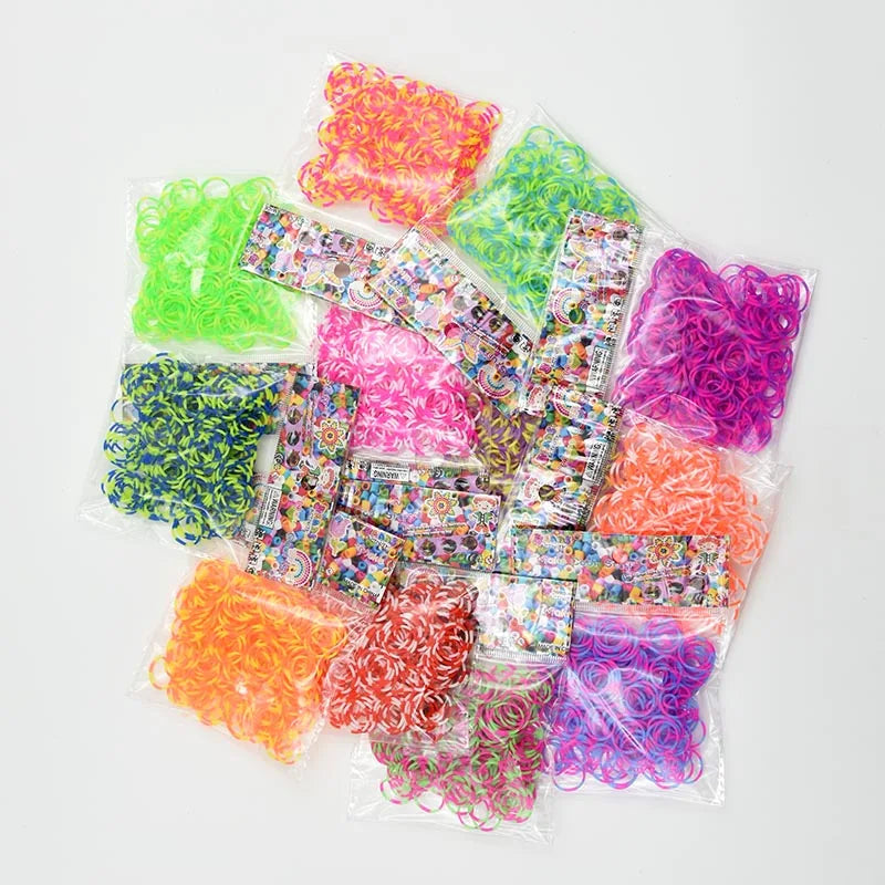 NICE! 600pcs Rainbow Loom Rubber Bands – DIY Bracelet Making Kit for Kids, Hair Ties, Xmas Gift 2021