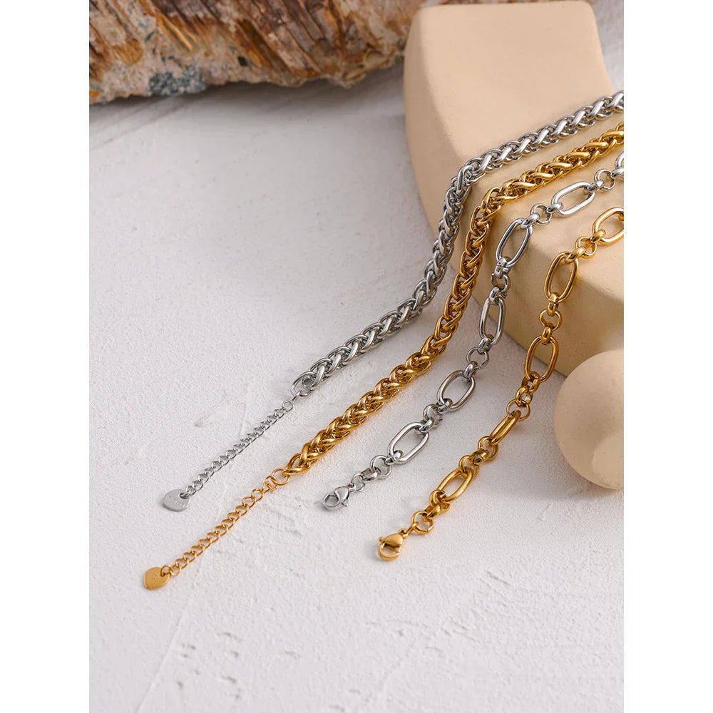 Yhpup 316L Stainless Steel Chunky Chain Necklace – Gold Glossy Statement Collar Necklace for Women Jewelry Gift