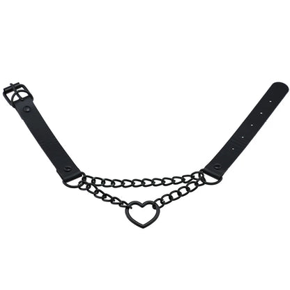 Vintage Heart Necklace Choker – Goth Collar with Chain, Grunge Punk, Cute Kawaii Egirl Harajuku Accessories for Girls