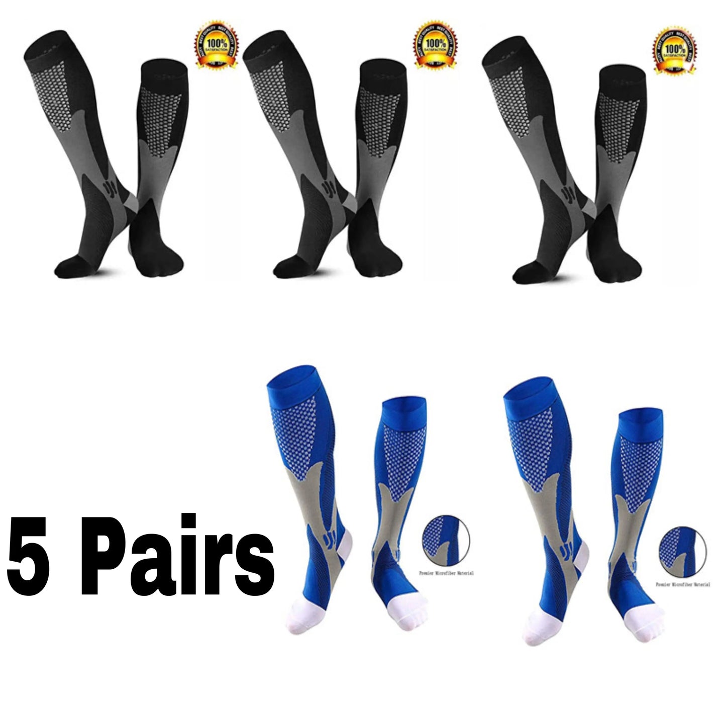 Men's Compression Sports Socks - Running, Cycling, Nursing, Varicose Veins Support, Outdoor Hiking Socks
