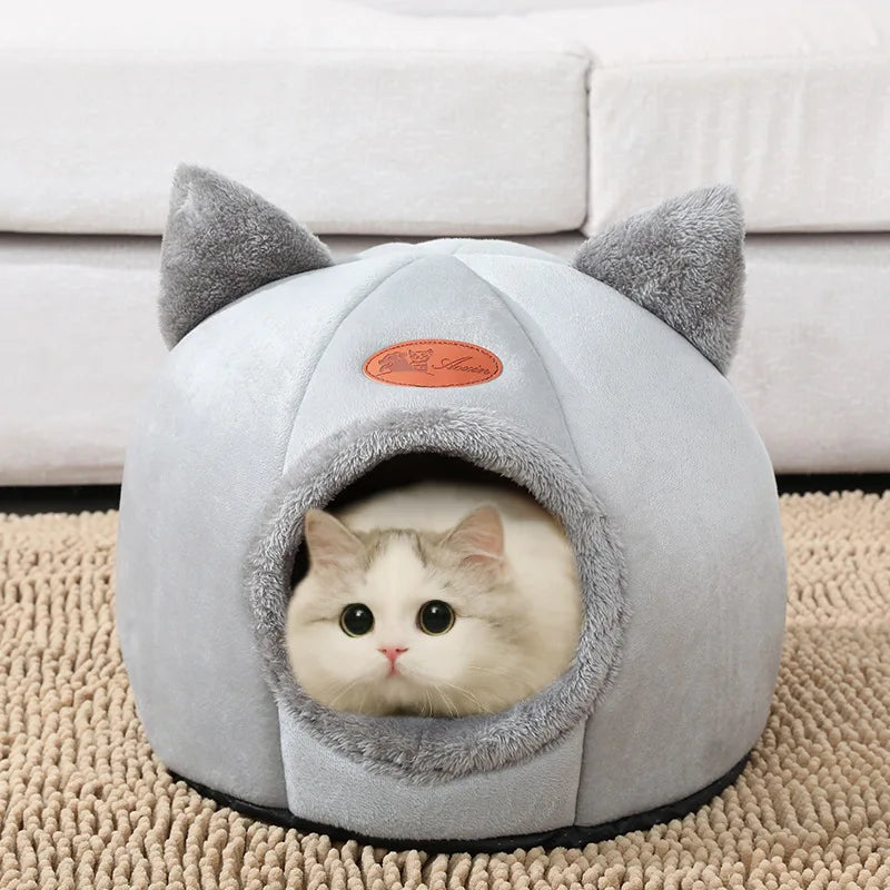 New Cozy Cave Cat Bed for Deep Winter Sleep - Small Dog House, Warm Mat Basket, Indoor Pet Tent Nest, Comfortable Cama Gato