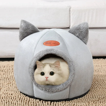 New Cozy Cave Cat Bed for Deep Winter Sleep - Small Dog House, Warm Mat Basket, Indoor Pet Tent Nest, Comfortable Cama Gato