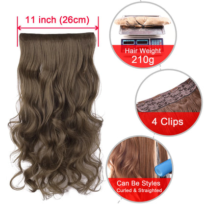 DinDong 32" Clip-In Hair Extensions — 210G Synthetic Wavy, Heat Resistant, 613# Blonde & 19 Colors