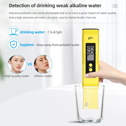 LCD Digital PH Meter - Portable Water Quality Tester, 0.1 ATC High Accuracy PH Test Pen for Aquarium, Pool & Hydroponics