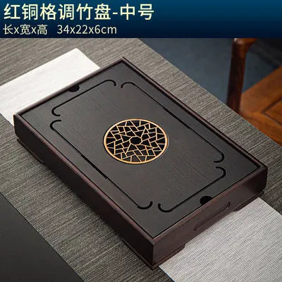 Natural Bamboo Wood Tea Tray – Rectangle Tea Set with Drainage, Water Storage Board for Chinese Tea Cups, Home Accessories