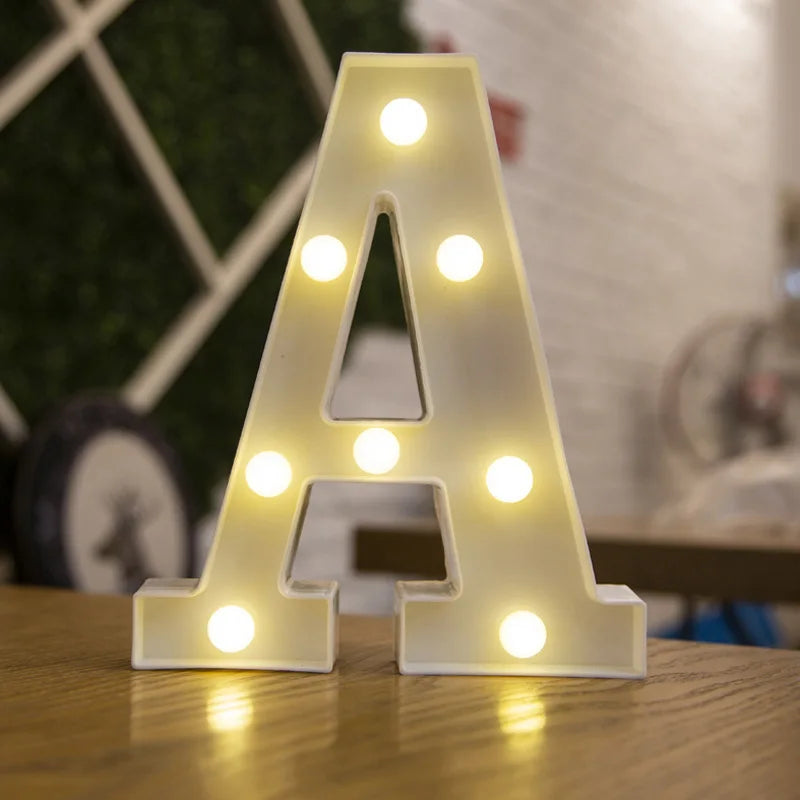 Alphabet & Number LED Lamp Night Light – Warm Battery-Powered Luminous Letter Light for Home, Wedding, Birthday & Party Decoration