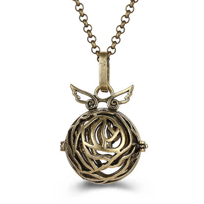 Mexico Music Ball Hollow Zircon Pendant Necklace – Vintage Perfume Aromatherapy Locket for Women