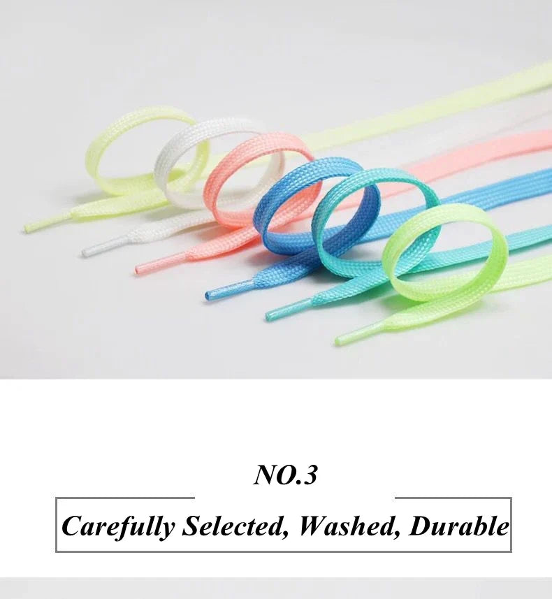 Luminous Flat Shoelaces - Glow in the Dark Fluorescent Sneaker & Canvas Shoe Laces, 80/100/120/140cm