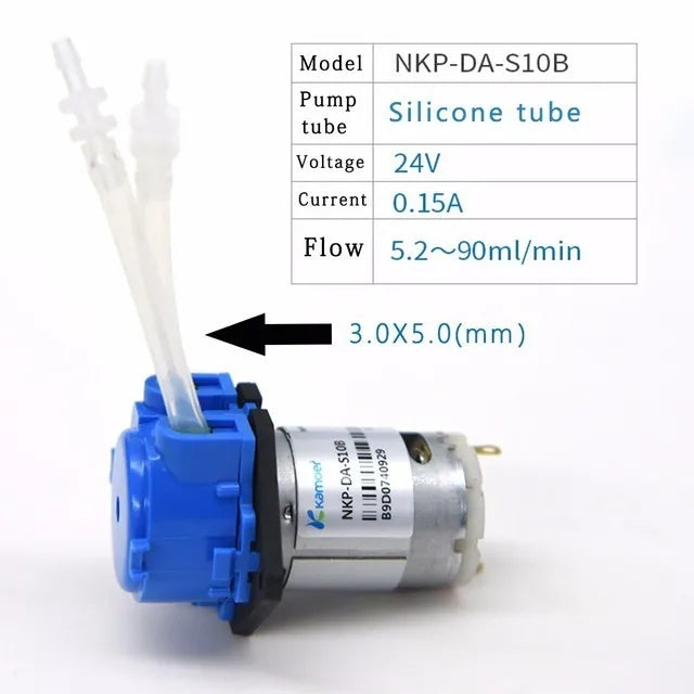 Kamoer DC 12V/24V Dosing Pump - Peristaltic Pump with Connector for Arduino, Aquarium, Lab & DIY Liquid Applications